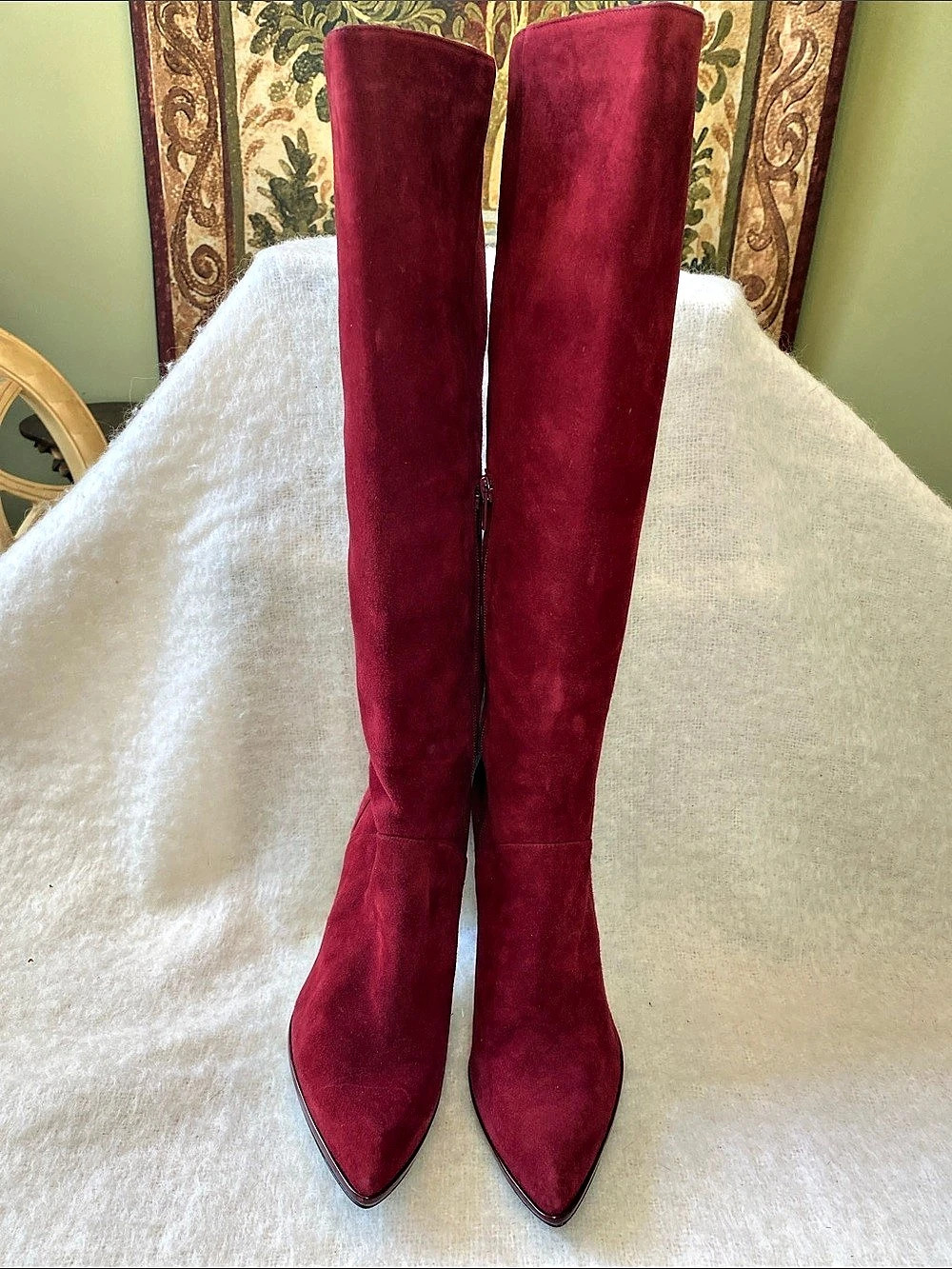 Stuart Weitzman Deep Red Suede Boots US 10 NWT